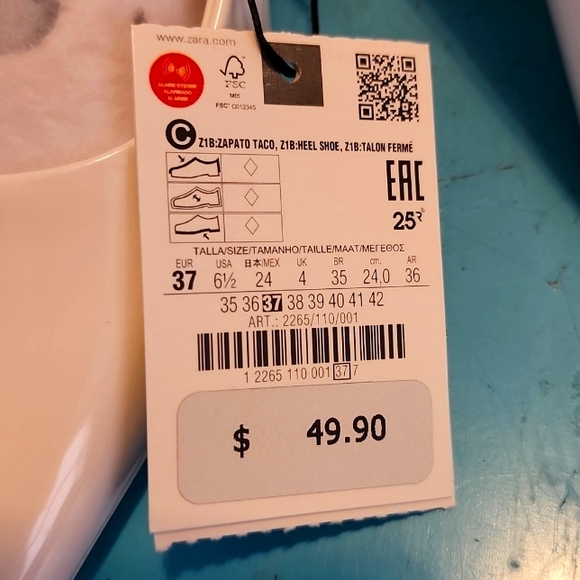 NWT White Zara Kitten Heel Sling Back Heels Size 6.5 - Picture 4 of 5